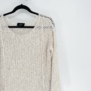 Vici Cream Oversize Open Knit Pullover Sweater